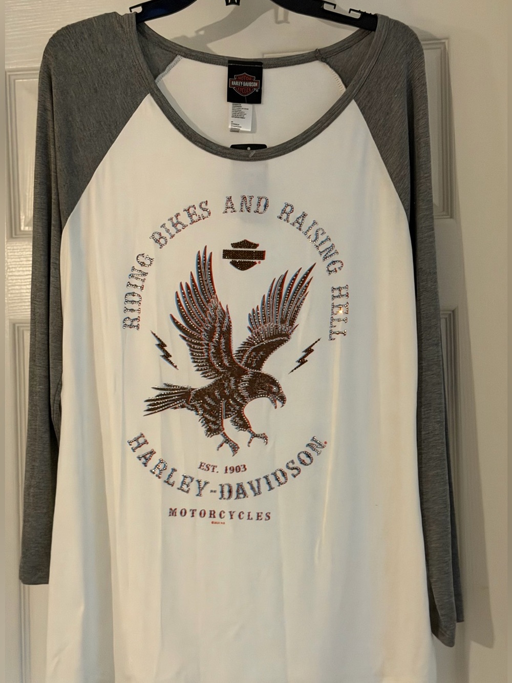 NWT Harley-Davidson "Riding Bikes and Raising Hell" Bling Shirt